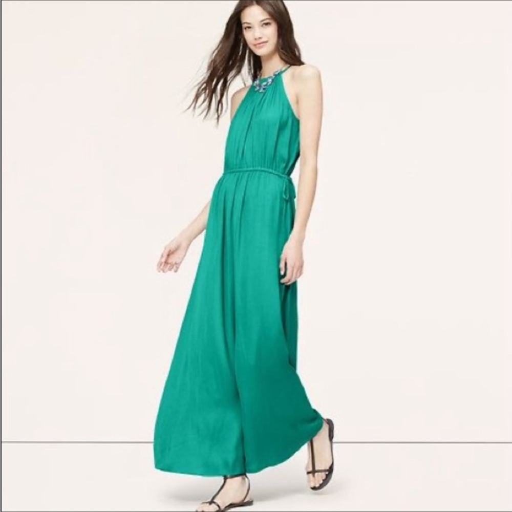 Loft Emerald Green Goddess Maxi Dress